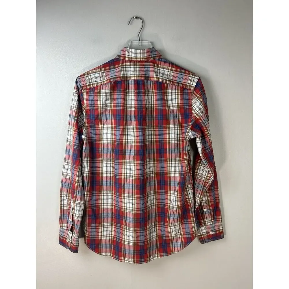 NWT J Crew Plaid Slim Secret Wash Cotton Poplin Shirt Size Small Preppy Academia